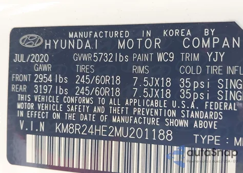 2021 Hyundai Palisade Sel z USA, uszkodzony, nr VIN KM8R24HE2MU201188